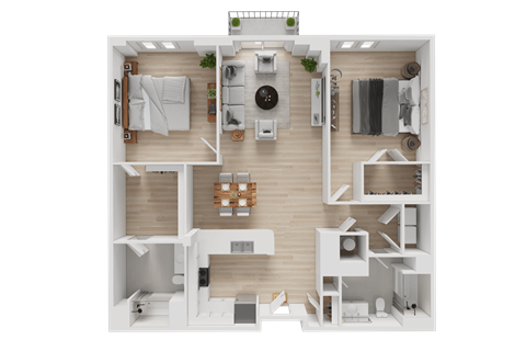 Floor plan for 2 beds, 2 baths, 1190 sqft